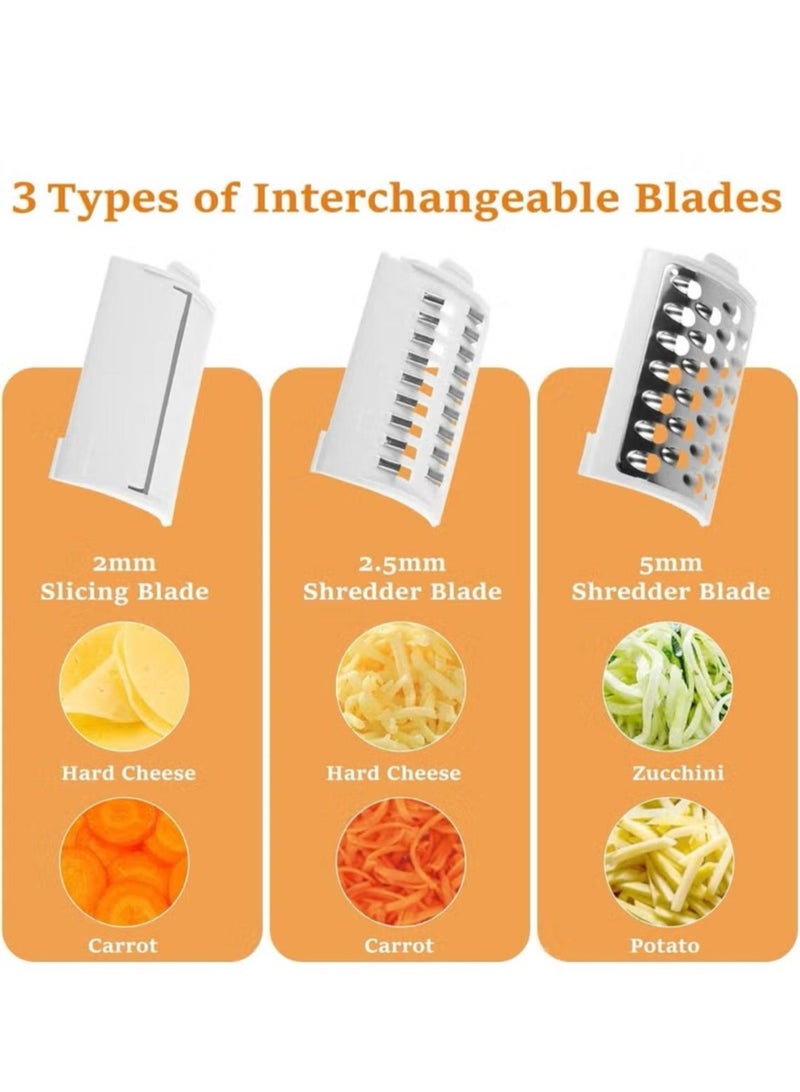 دينكس قطاعة الخضار الكهربائية   مبشرة الجبن الكهربائية، مبشرة الجبن القابلة للفصل مع 3 شفرات، قطاعة خضروات قابلة للشحن عبر USB، قطاعة كهربائية احترافية متعددة الأغراض للحوم والفواكه والخضروات - Image 4