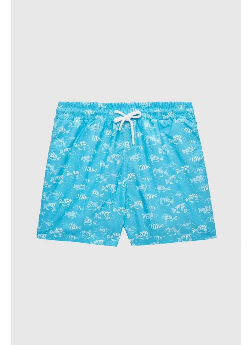 دي أس دامات Regular Fit Turquoise Printed Shorts Swimsuit 2HC62AP306130