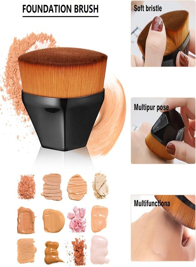 Luxula Multipurpose Hexagon Makeup Foundation Brush Flat Top Flawless Brush for Blending Liquid Cream Powder with Protective Case (1 PC) (Black) - Image 5