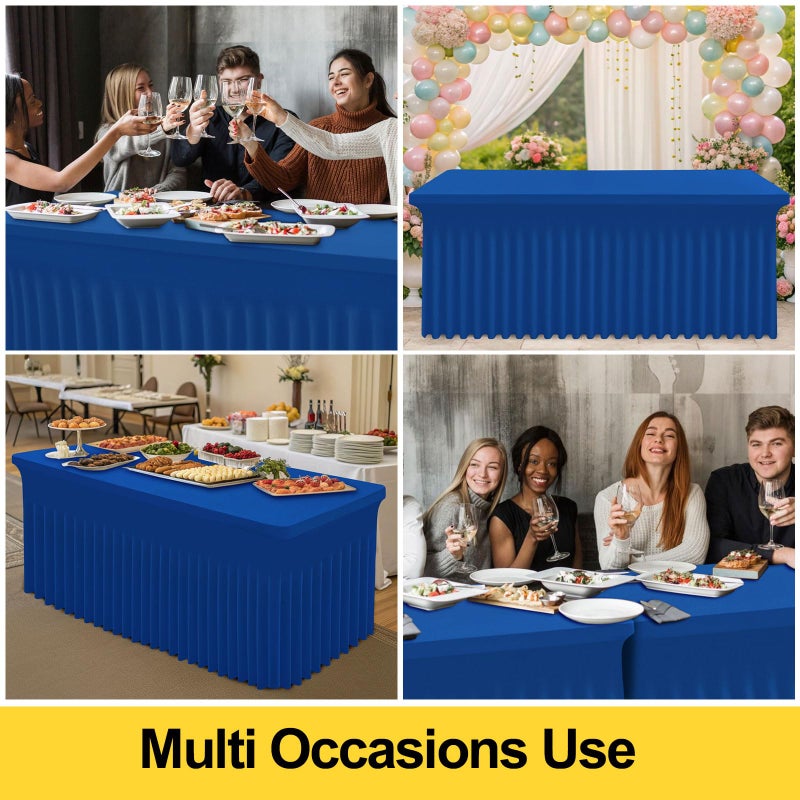 Smiry Spandex Tablecloth, Elastic Fitted Stretch Tablecloth for 6FT Rectangle Tables, Waterproof Washable Table Cover Skirt for Outdoor, Wedding, Banquet & Parties (Blue, 72Lx30Wx30H Inch) - Image 5