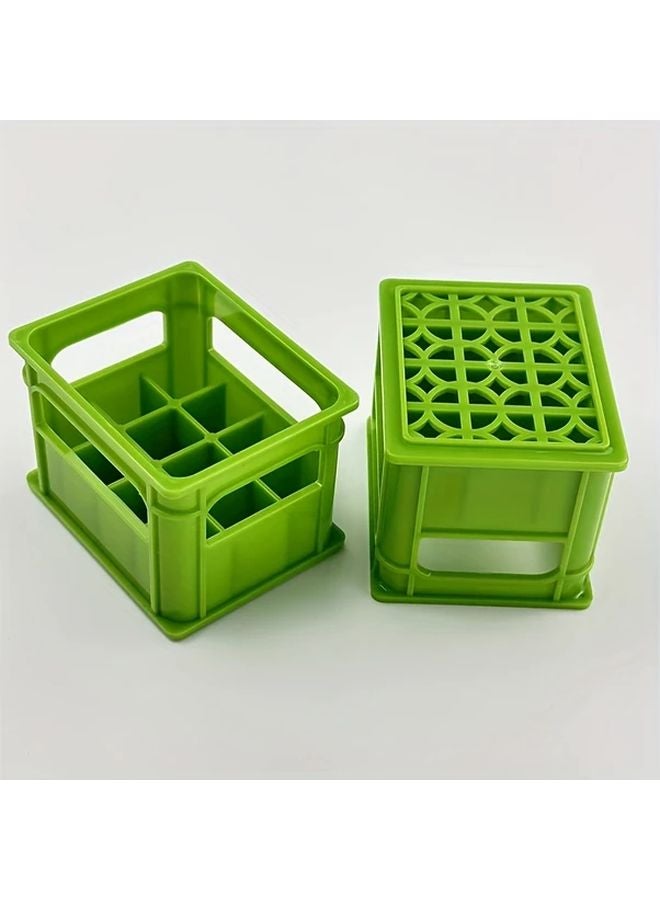 قطعتان مجموعة صندوق تخزين البطاريات بأسلوب الحاوية الأخضر سلة منظم قابلة للتكديس - Image 4