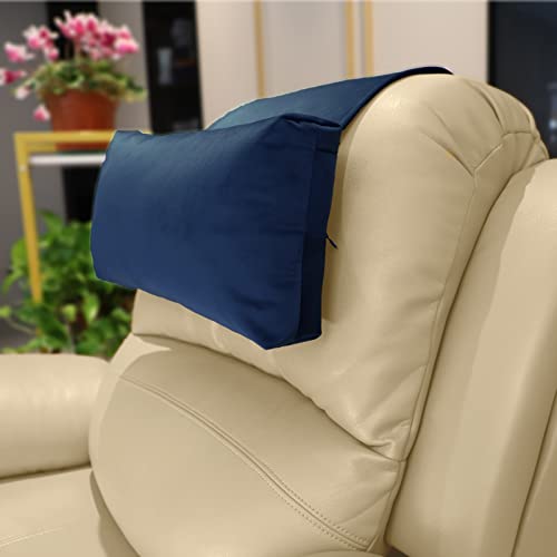 AmazeCov Adjustable Headrest Pillow for Recliners and Armchairs - Non-Slip Velvet Cushion for Neck Support and Pain Relief (Navy) - Image 1