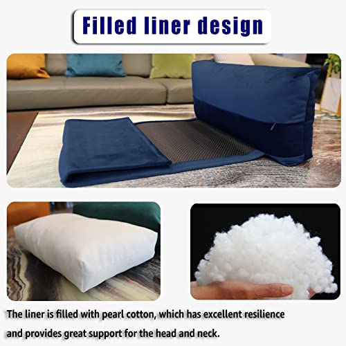 AmazeCov Adjustable Headrest Pillow for Recliners and Armchairs - Non-Slip Velvet Cushion for Neck Support and Pain Relief (Navy) - Image 5