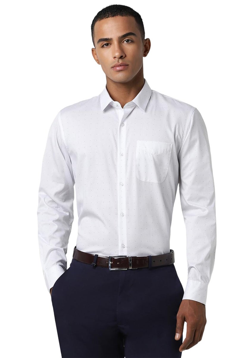 Peter England Men's Slim Fit Shirt (PESFWSLBQ45437_White - Image 1