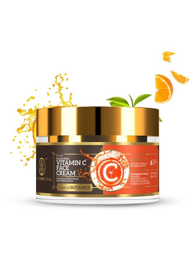 Khadi Natural Vitamin C Face Cream | Hydrating Face Cream | Face Cream For Reducing Dark Spots |Protect Dull And Aging Skin| Powered Botanics | Suitable For All Skin Types | 50Gm  - Image 1