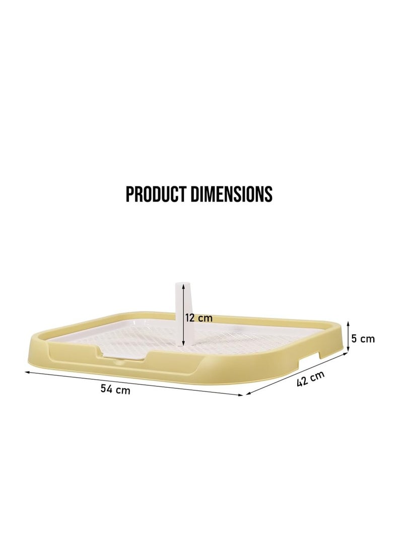 أن ان سي بيتس مرحاض تدريب الكلاب مع صينية قعادة للحيوانات الأليفة مانعة للتسرب، وشبكة قابلة للفصل، وصينية بول قابلة لإعادة الاستخدام للكلاب المتوسطة إلى الكبيرة، وحامل وسادة بول بلاستيكية للكلاب بطول 54 سم بتصميم عمودي، وغير قابلة للانزلاق (أصفر) - Image 2