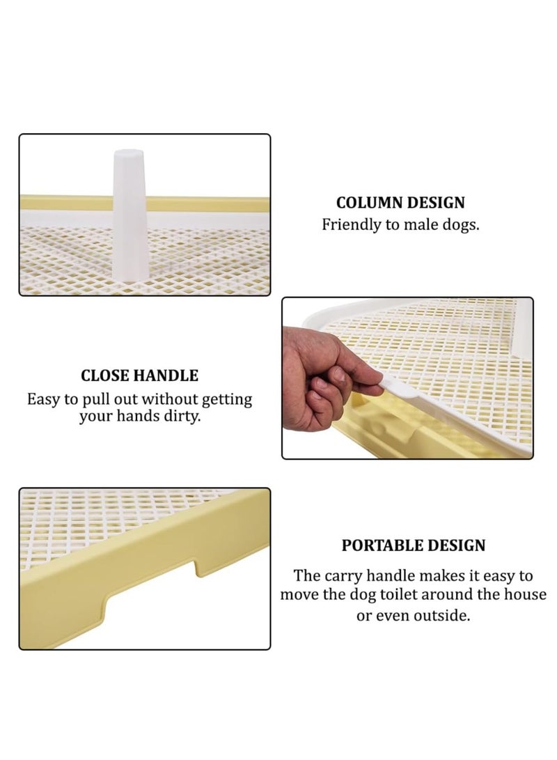 أن ان سي بيتس مرحاض تدريب الكلاب مع صينية قعادة للحيوانات الأليفة مانعة للتسرب، وشبكة قابلة للفصل، وصينية بول قابلة لإعادة الاستخدام للكلاب المتوسطة إلى الكبيرة، وحامل وسادة بول بلاستيكية للكلاب بطول 54 سم بتصميم عمودي، وغير قابلة للانزلاق (أصفر) - Image 3