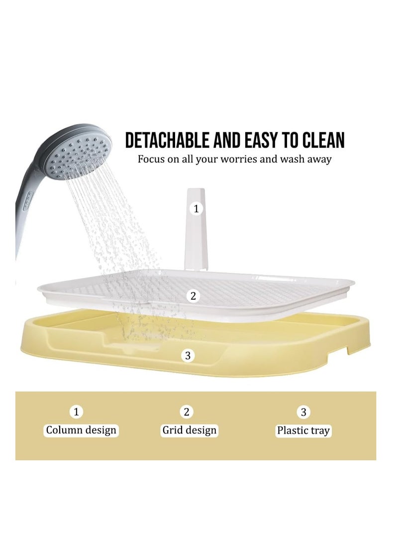 أن ان سي بيتس مرحاض تدريب الكلاب مع صينية قعادة للحيوانات الأليفة مانعة للتسرب، وشبكة قابلة للفصل، وصينية بول قابلة لإعادة الاستخدام للكلاب المتوسطة إلى الكبيرة، وحامل وسادة بول بلاستيكية للكلاب بطول 54 سم بتصميم عمودي، وغير قابلة للانزلاق (أصفر) - Image 4