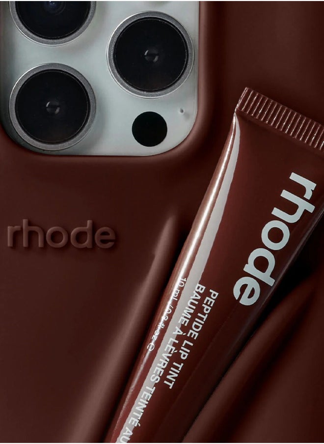 rhode Peptide Lip Color Silicone Phone Case, Phone Back Adhesive Lip Holder, Liquid Silicone Camera Protection Case and Lip Balm Design, Suitable for IPhone 16 Pro - Espresso ﻿  - Image 3