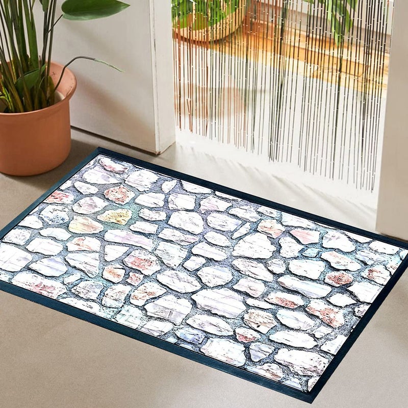 Status Contract Status 3D Printed Digital Floor Door Mats in Home Decor Rubber Border Doormat with Anti Skid Backing Washable Dirt Trapper (58 X 38 Cm, Multicolor) - Image 1