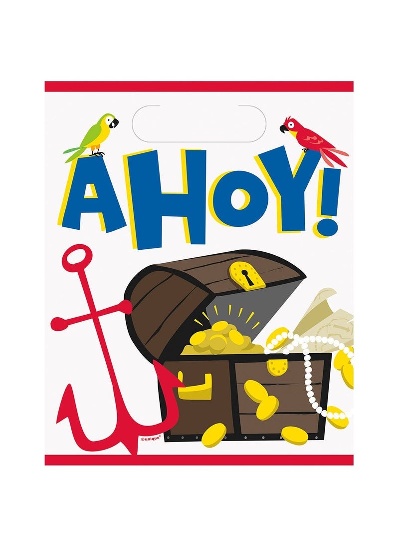 يونيك أكياس هدايا قراصنة أهوي، بلاستيك أبيض، 22.5 سم، عبوة من 8 قطع - Image 1