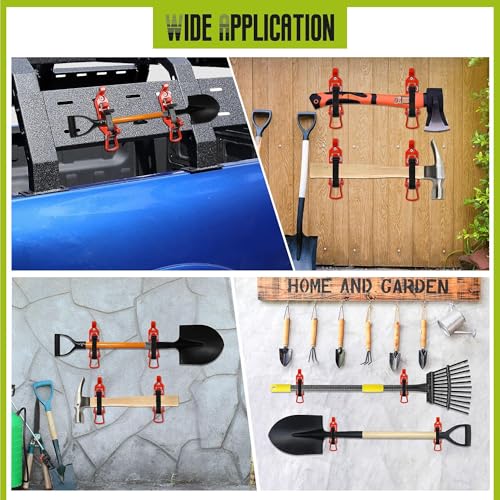 Saillong 8 Pcs Shovel Holder for Truck, Heavy Duty Shovel Mounts for Roof Rack, Quick Release Axe Holder Mount Kit, Metal and Rubber Car Accessories/ Garage Storage/ Truck/ Wall Mounting Brackets - Image 5