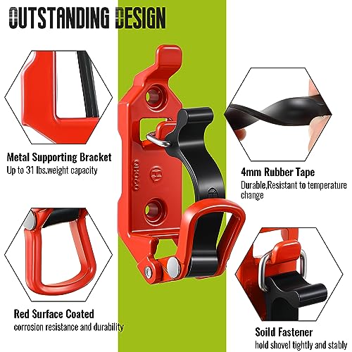 Saillong 8 Pcs Shovel Holder for Truck, Heavy Duty Shovel Mounts for Roof Rack, Quick Release Axe Holder Mount Kit, Metal and Rubber Car Accessories/ Garage Storage/ Truck/ Wall Mounting Brackets - Image 3