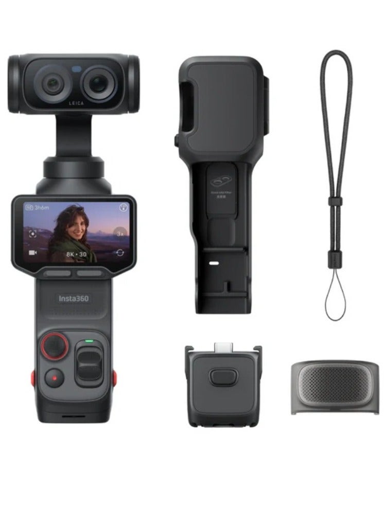 Insta360 Luna Ultra Standard Bundle | 8K Pocket Size Gimbal Camera w/ Dual Leica Lens System + Protective Cover + Wind Guard + Thread Handle + Wrist Strap, For Travel, Vlogging, Black - Image 1