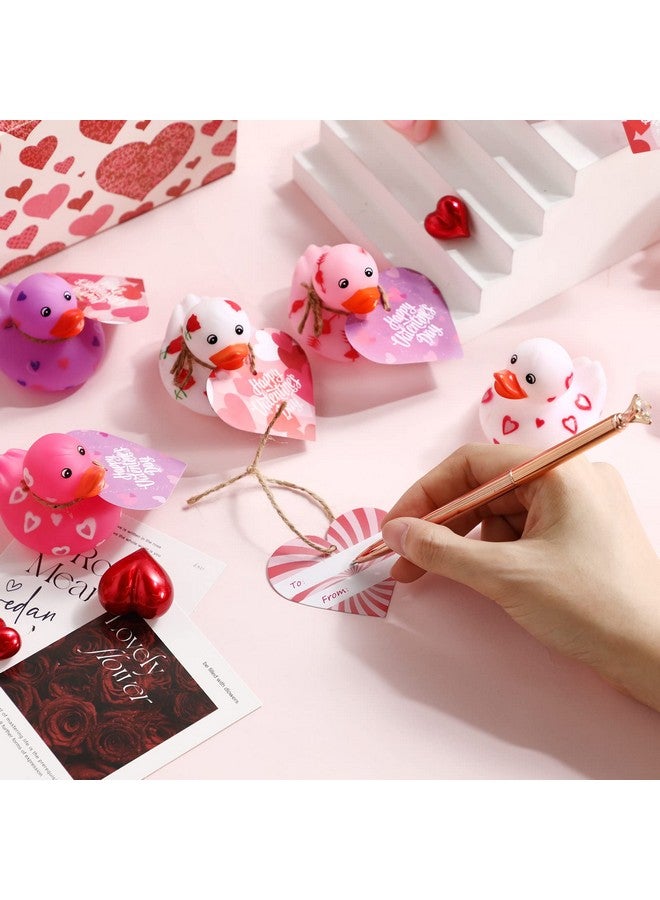 Jerify 2 Inch Valentine Rubber Duckies with Valentine's Day Gift Cards Heart Ducks Love Small Rubber Ducks Cute Duck Bath Tub Pool Toys for Classroom Exchange Carnival Party Favors Game Prizes(12 Pcs) - Image 5