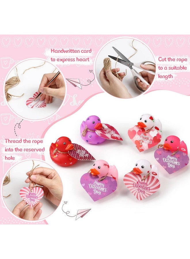 Jerify 2 Inch Valentine Rubber Duckies with Valentine's Day Gift Cards Heart Ducks Love Small Rubber Ducks Cute Duck Bath Tub Pool Toys for Classroom Exchange Carnival Party Favors Game Prizes(12 Pcs) - Image 4