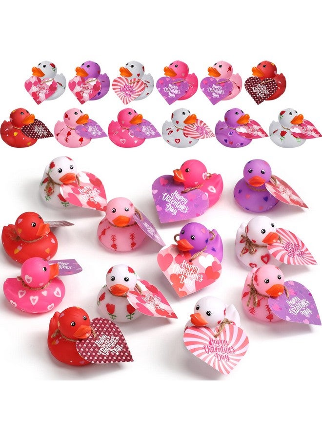 Jerify 2 Inch Valentine Rubber Duckies with Valentine's Day Gift Cards Heart Ducks Love Small Rubber Ducks Cute Duck Bath Tub Pool Toys for Classroom Exchange Carnival Party Favors Game Prizes(12 Pcs) - Image 1