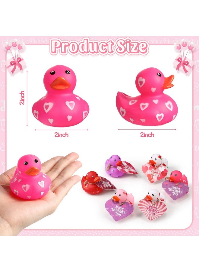 Jerify 2 Inch Valentine Rubber Duckies with Valentine's Day Gift Cards Heart Ducks Love Small Rubber Ducks Cute Duck Bath Tub Pool Toys for Classroom Exchange Carnival Party Favors Game Prizes(12 Pcs) - Image 2