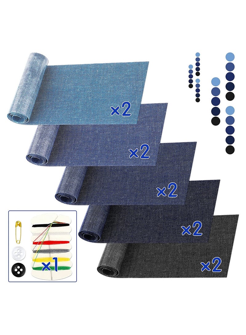 KASTWAVE سي يوسي 10 لفات رقع حديدية للجينز 3.14 بوصة × 20 بوصة رقع دنييم لإصلاح ثقوب ملابس الجينز (دينيم أسود أزرق) - Image 2