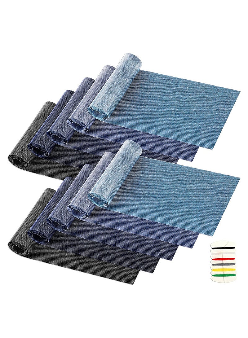 KASTWAVE سي يوسي 10 لفات رقع حديدية للجينز 3.14 بوصة × 20 بوصة رقع دنييم لإصلاح ثقوب ملابس الجينز (دينيم أسود أزرق) - Image 1