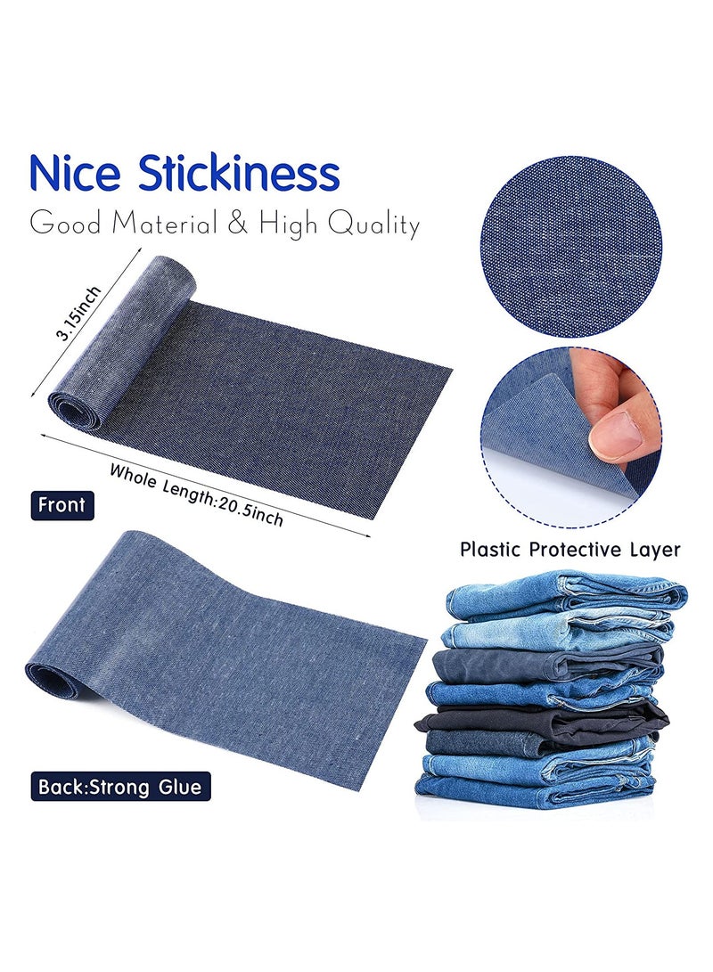 KASTWAVE سي يوسي 10 لفات رقع حديدية للجينز 3.14 بوصة × 20 بوصة رقع دنييم لإصلاح ثقوب ملابس الجينز (دينيم أسود أزرق) - Image 3