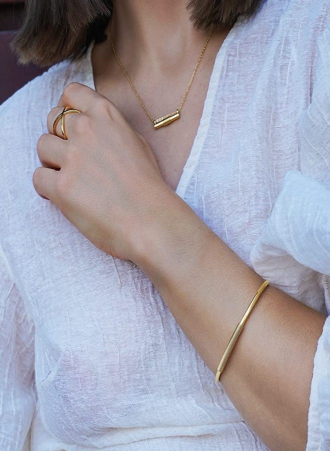 WISTIC Gold Plated Criss Cross Ring for Women, 14K Gold Plated X Ring, Dainty Non-Tarnish Infinity Ring, Cute Daily Fashion Statement Jewelry, Size 8 - Image 5