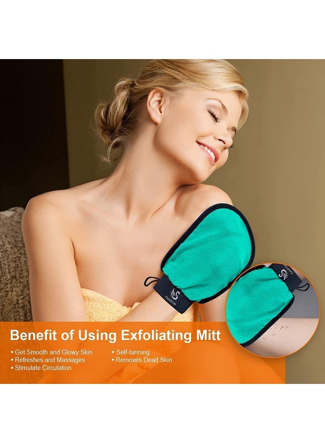 Fundrem Exfoliating Gloves 2 Pcs, Exfoliating Body Scrubber for Bath Shower Exfoliation, Body Scrub Exfoliator Loofah Sponge for Dead Skin Remover, Korean Exfoliating Mitt (Green) - Image 2