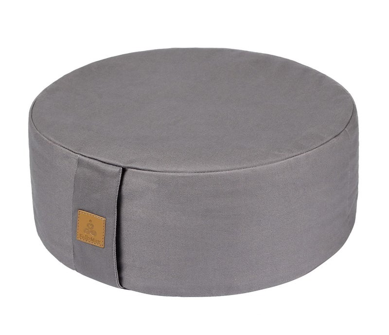 FelizMax Zafu Buckwheat Meditation Cushion,D=33cm/41cm H=14cm,Round Zabuton Meditation Pillow,Yoga Bolster Kneeling Pillow Premium Yoga Pillow Sitting on Floor Zippered Cotton Cover-41cm, Light Grey - Image 1
