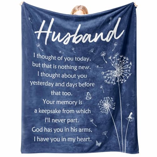 Glydein Sympathy Memorial Gifts for Loss of Husband, Soft Flannel Memorial Blanket, Remembrance Condolences Bereavement Gifts Idea in Memory of Husband, 50x60 inches - Image 1