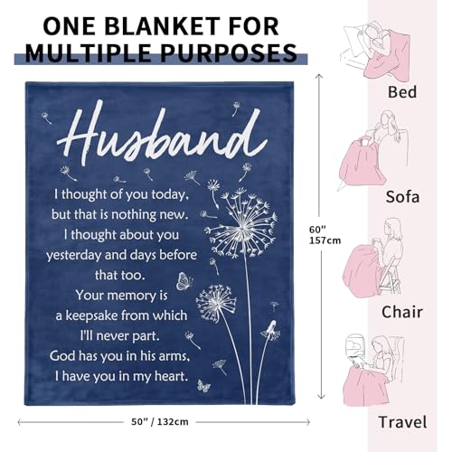 Glydein Sympathy Memorial Gifts for Loss of Husband, Soft Flannel Memorial Blanket, Remembrance Condolences Bereavement Gifts Idea in Memory of Husband, 50x60 inches - Image 3