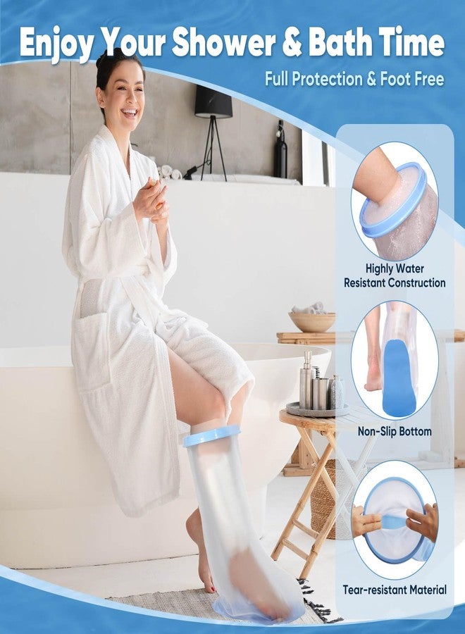 Fxdunjr Waterproof Leg Cast Cover for Shower Adult Shower Boots for Leg After Surgery with Non-Slip Bottom Ankle Leg Foot Cast Protector for Surgery Bandage Dressing Wound [2024 Newest Reusable] - Image 2