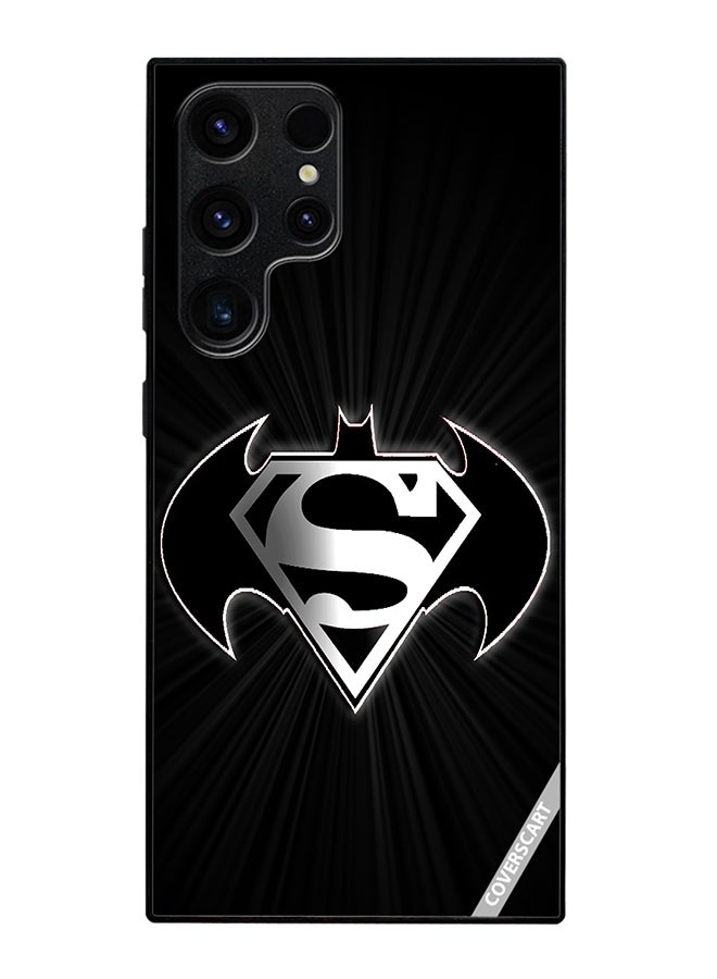 Protective Case Cover For Samsung Galaxy S22 Ultra 5G Superman And Batman Design Black