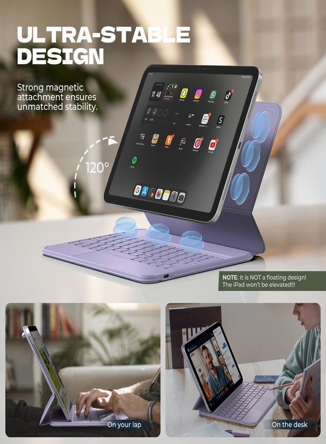Dexnor for iPad (A16) 11th/10th Generation Case with Keyboard Ultra-Light Magnetic Detachable Folio Keyboard Cover Multi-Touch Trackpad Backlit for iPad 10th Gen 10.9" (2022)/11th Gen (2025), Purple - Image 3