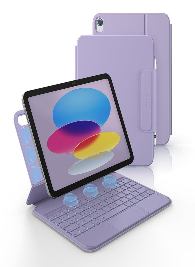 Dexnor for iPad (A16) 11th/10th Generation Case with Keyboard Ultra-Light Magnetic Detachable Folio Keyboard Cover Multi-Touch Trackpad Backlit for iPad 10th Gen 10.9" (2022)/11th Gen (2025), Purple - Image 1