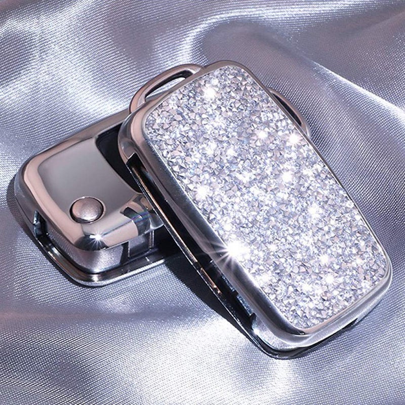 RoyalfoxTM 23 Buttons 3D Bling flip Folding Remote Key Fob case Cover for VW Volkswagen Mk6 Bora Jetta GTI Passat Golf Tiguan Touareg Beetle Silver - Image 3