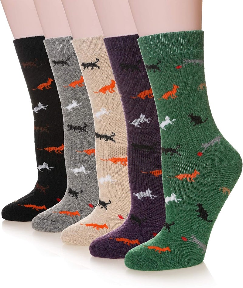 Velice Wool Socks for Women Merino Wool Boot Hiking Thick Thermal Warm Winter Crew Cushion Cozy Work Socks 5 Pairs - Image 1