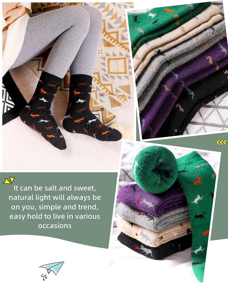 Velice Wool Socks for Women Merino Wool Boot Hiking Thick Thermal Warm Winter Crew Cushion Cozy Work Socks 5 Pairs - Image 3