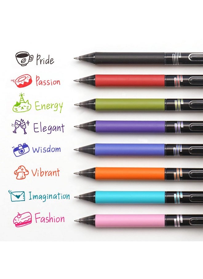 WRITECH Retractable Gel Ink Pens: Multi Colored 0.7Mm Medium Point Colorful Click Pen For Smooth Writing Journaling Drawing Notetaking No Bleed & Smear & Smudge 8Ct Vibrant Assorted Colors  - Image 2