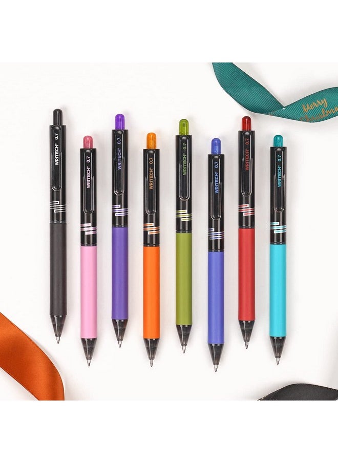 WRITECH Retractable Gel Ink Pens: Multi Colored 0.7Mm Medium Point Colorful Click Pen For Smooth Writing Journaling Drawing Notetaking No Bleed & Smear & Smudge 8Ct Vibrant Assorted Colors  - Image 1