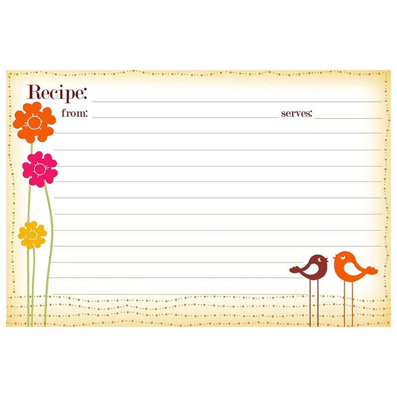 Meadowsweet Kitchens Meadowsweet Kitchens Recipe Card Set  25 Double Sided Recipe Cards 4 x 6 Inch Perfect Size Blank Cards for a Recipe Card Box Make Your Own Personalized Recipe Book  Singing Birds 