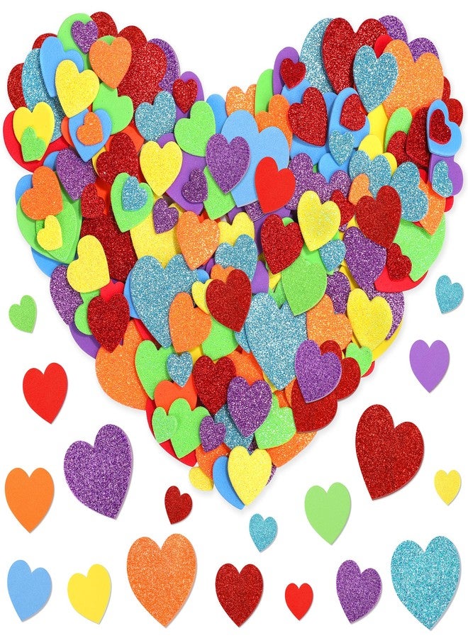 Fovths 600 Pieces Valentine Foam Heart Stickers Multicolor Self-Adhesive Heart Shaped Stickers for Valentine's Day Party Favors DIY Crafts Supplies Home Wedding Decorations - Image 1