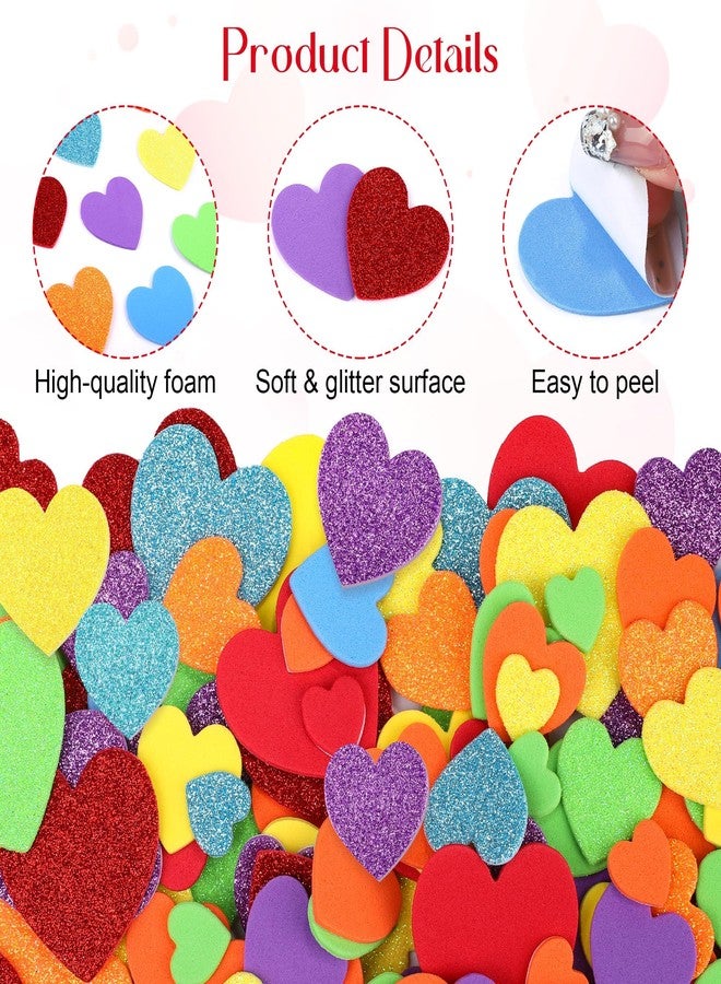 Fovths 600 Pieces Valentine Foam Heart Stickers Multicolor Self-Adhesive Heart Shaped Stickers for Valentine's Day Party Favors DIY Crafts Supplies Home Wedding Decorations - Image 3