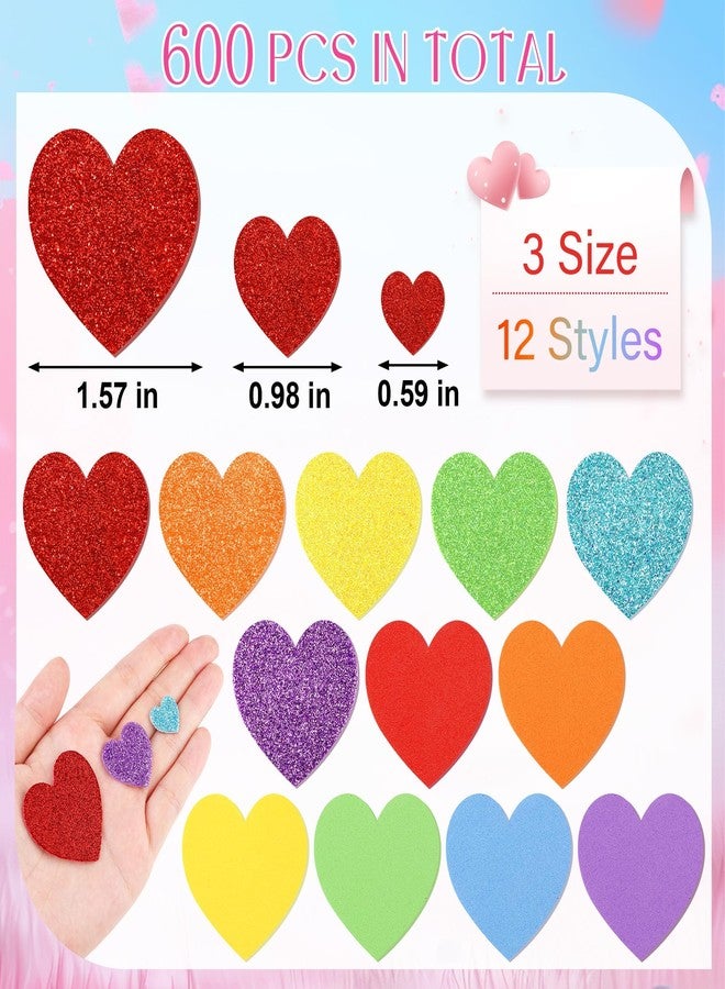 Fovths 600 Pieces Valentine Foam Heart Stickers Multicolor Self-Adhesive Heart Shaped Stickers for Valentine's Day Party Favors DIY Crafts Supplies Home Wedding Decorations - Image 2
