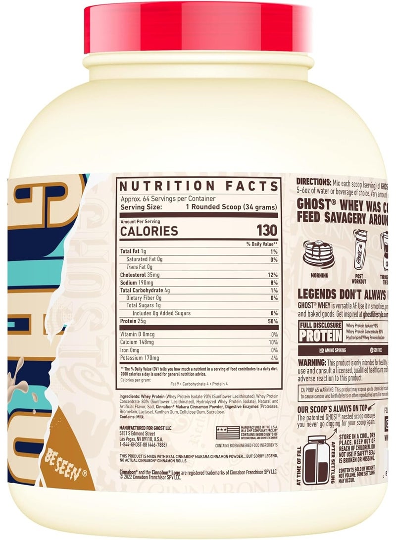Ghost Whey Protein Cinnabon Flavor 4.80LB – 64 Servings Premium Whey Protein Blend - Image 2