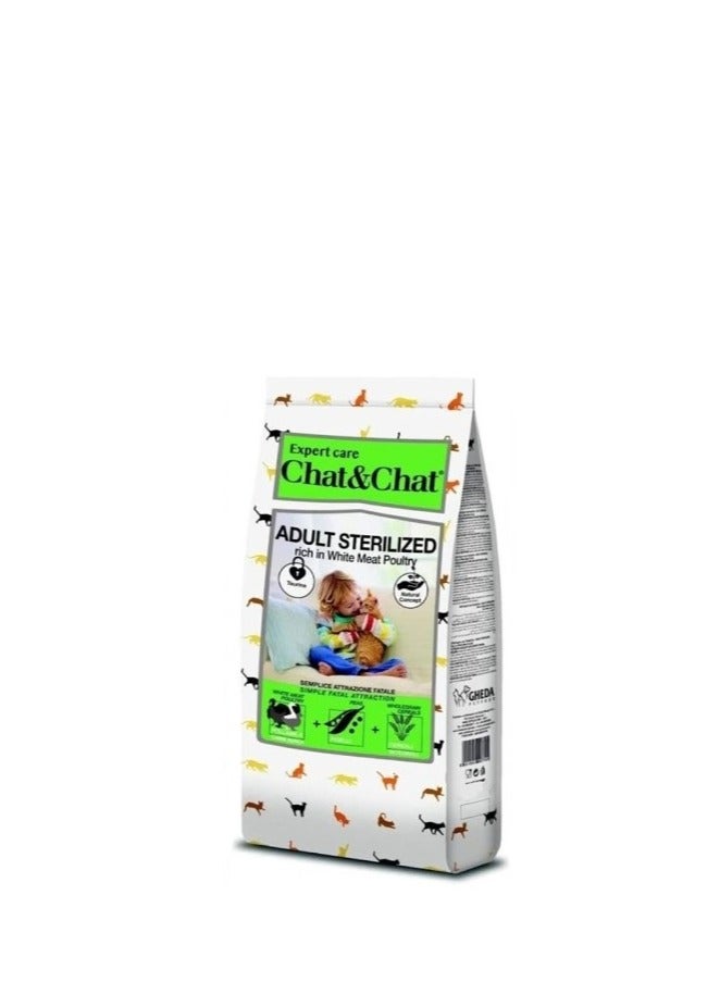 Chat & Chat Dry Food with White Poultry Peas & Cereals for Sterilized Adult Cats 900g