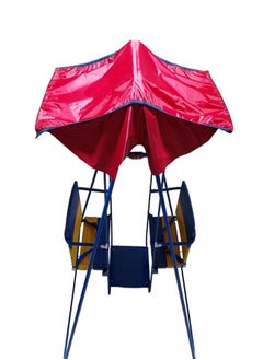 Generic Double Toddler Swing Set, for Indoor Outdoor Play, Sturdy Safety Seat and Foldable Metal Swing Stand Easy to Assemble and Store at Home With sun shade  - Image 1