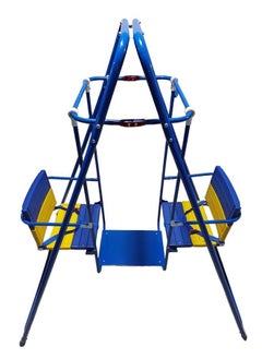 Generic Double Toddler Swing Set, for Indoor Outdoor Play, Sturdy Safety Seat and Foldable Metal Swing Stand Easy to Assemble and Store at Home With sun shade  - Image 2
