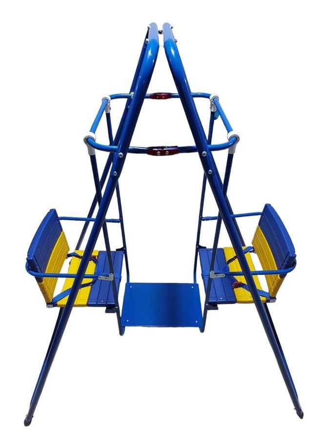 Generic Double Toddler Swing Set, for Indoor Outdoor Play, Sturdy Safety Seat and Foldable Metal Swing Stand Easy to Assemble and Store at Home With sun shade  - Image 2