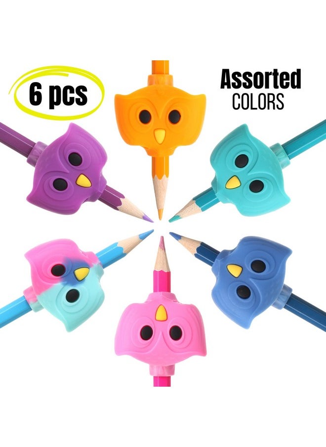 Mr. Pen - Owl Pencil Grips, 6 Pcs, Silicone Gel, Cute, Fits Pencils, Pens, Crayons - Image 1