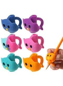 Owl Pencil Grips, 6 Pcs, Silicone Gel, Cute, Fits Pencils, Pens, Crayons